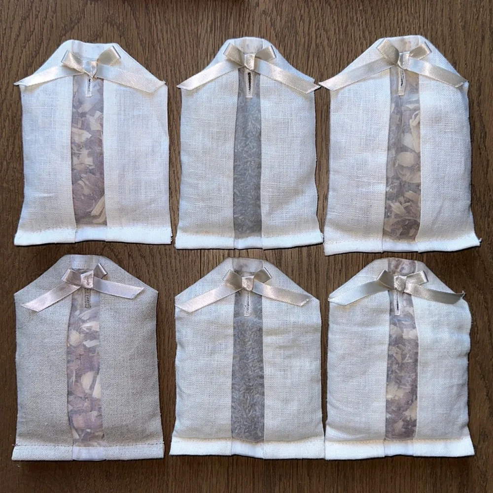 ElizabethW Lavender Cedar Rose Ivory Natural White Red Linen Hanger Scent Sachet